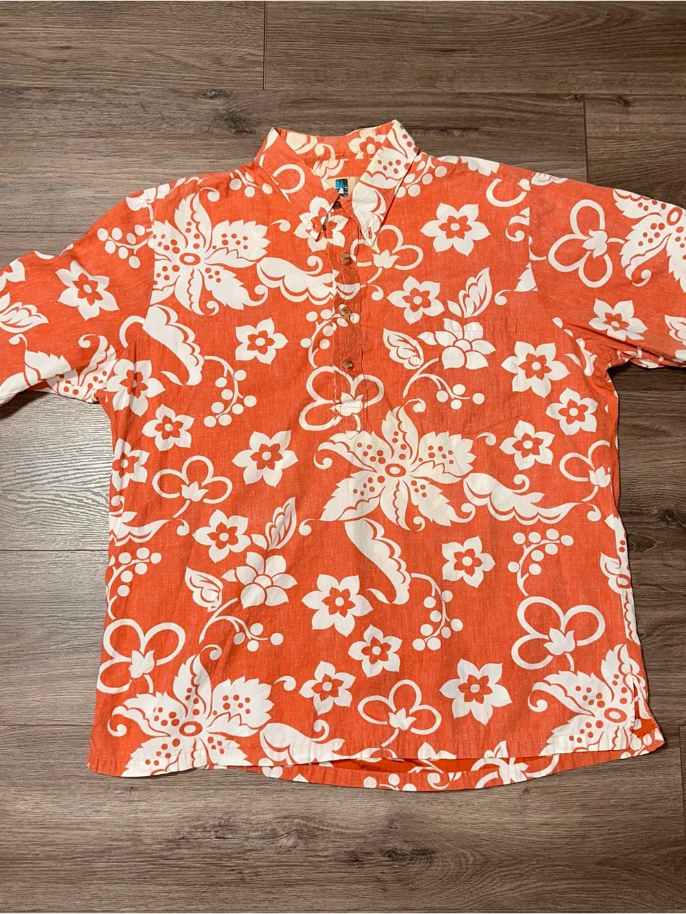 Kahala Hawaiian Button-Up Shirt Vintage 90’s Kahala Coral & White Pullover